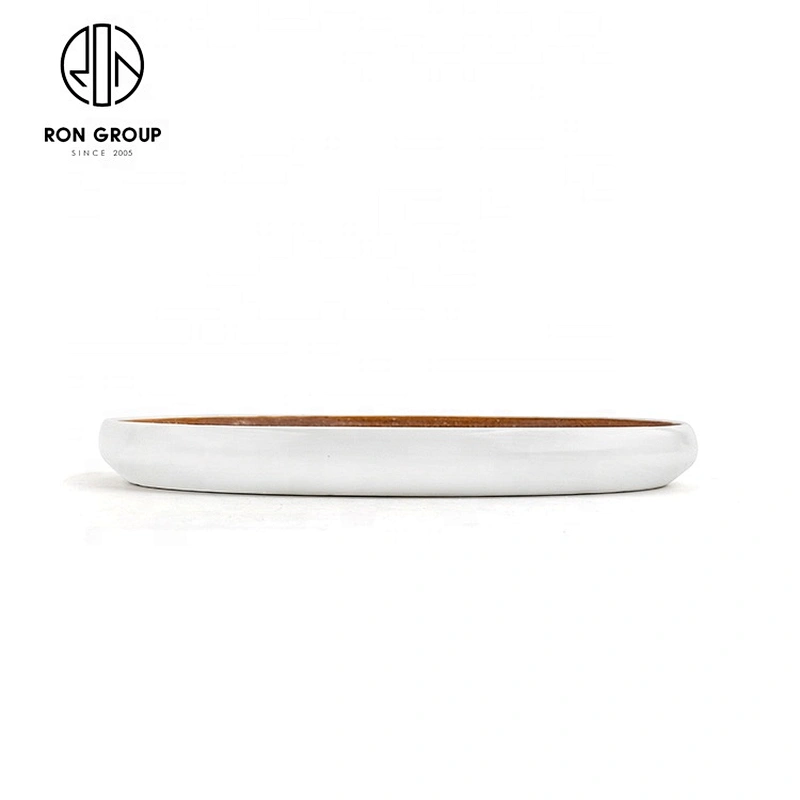 Personalized 8 inch 10 inch Ceramic Flat Bottom Round Disc For Restaurant