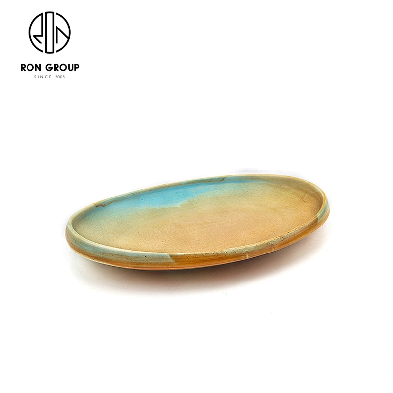 Ceramic Plate Custom Glaze Food Oval Food Dinner Plate For Restaurant