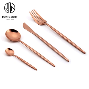 Coffee Shop Restaurant Stainless Steel Rose Gold Cutlery Flatware Set