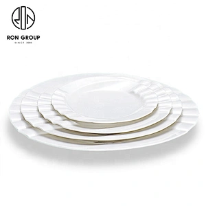 White Ceramics Piano Shape Round Plate For Restaurants And Hotels