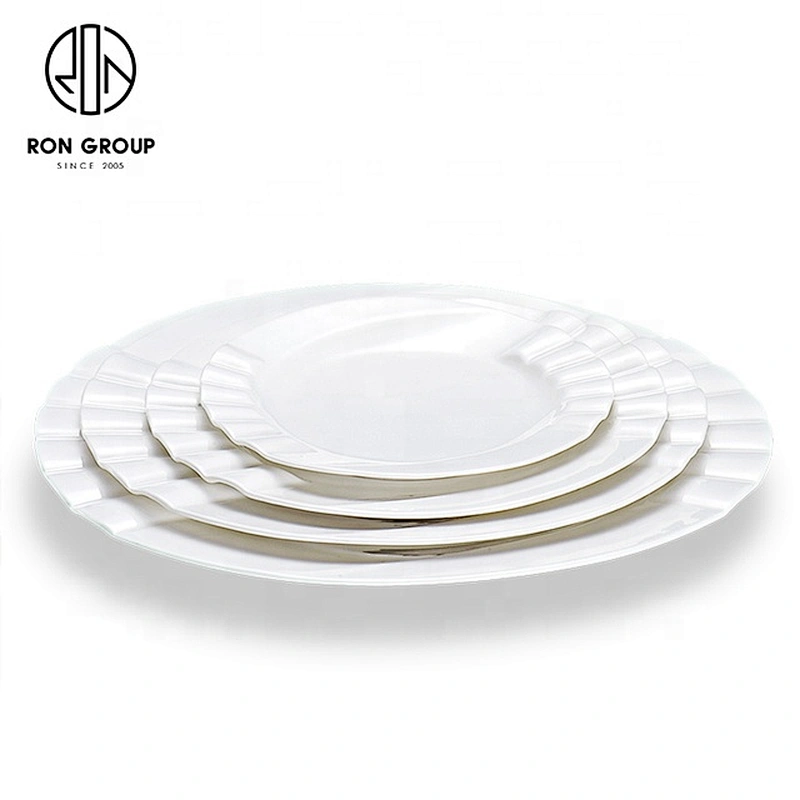 White Ceramics Piano Shape Round Plate For Restaurants And Hotels