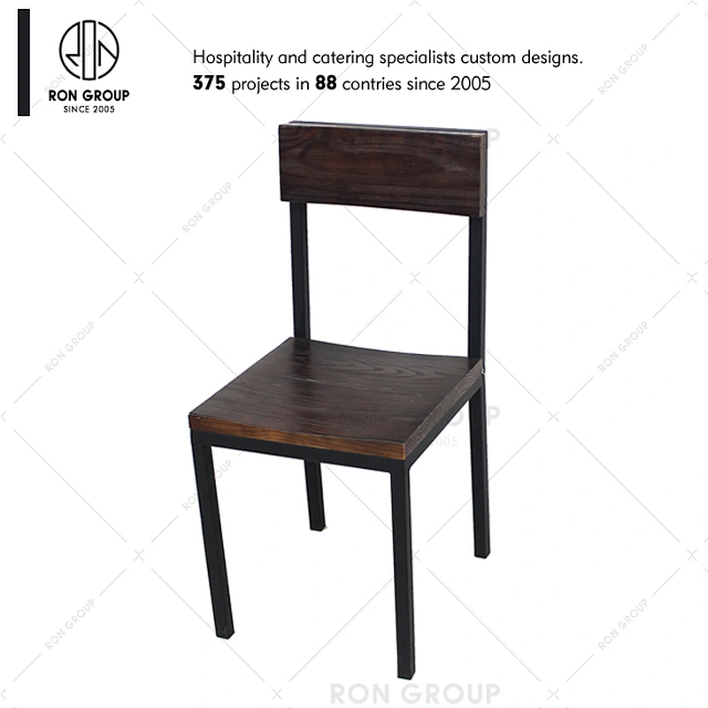 Wholesale Stackable Metal Chair With Solid Wood Seat