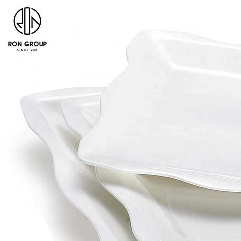Restaurant Custom Wavy Selvedges Square Plate Porcelain Dinner Plate