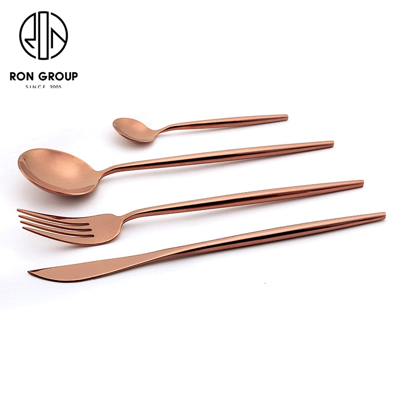 Hot Sale Wedding Restaurant Stainless Steel Flatware Set Rose Gold Cutlery