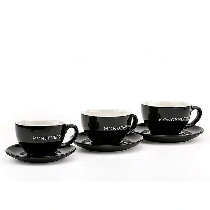 Modern Durable Portable Round Ceramic Coffee Cup Black