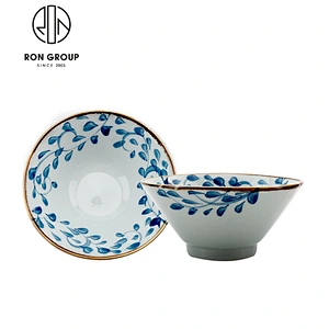 Japanese Restaurant White And Blue Flower Ceramic Bowls