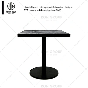 Custom restaurant industrial black color square solid wood table top
