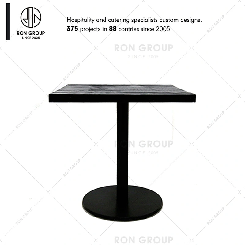 Custom restaurant industrial black color square solid wood table top