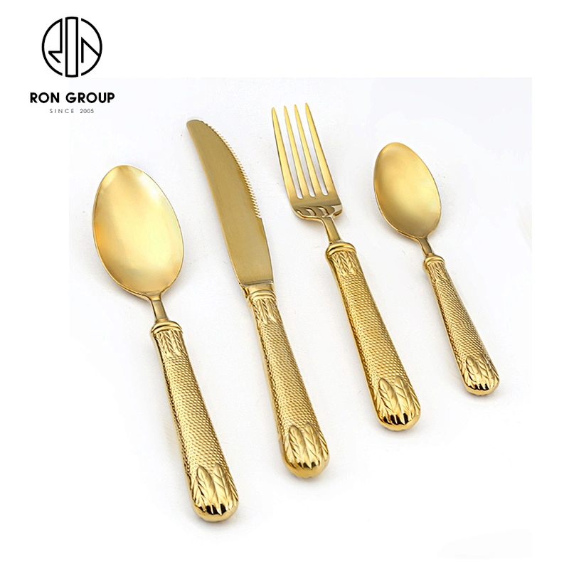 High-End Gold Restaurant 4-Piece Tableware Sets Stainless Steel Wedding Cutlery