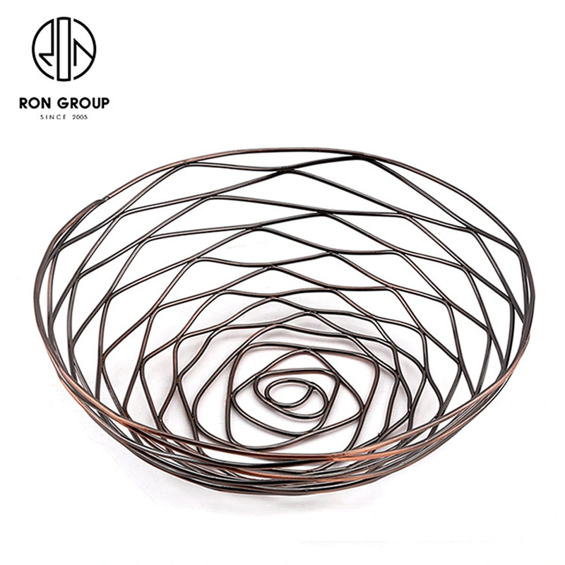 2020 New Kitchen Accessories Metal Iron Wire Round Bronzed Middle Size Bread Basket