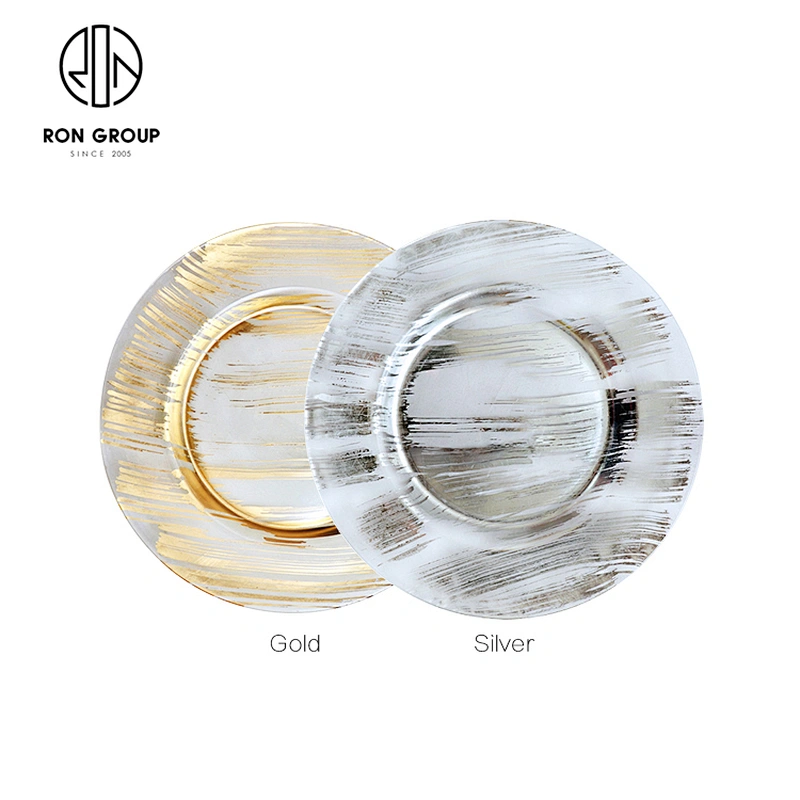 Wholesale Custom Hotel Restaurant Banquet Classical Gold Rim Charger Plate