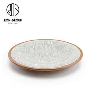 Fashional Customized Fish Pattern Khaki Ceramic Round plates