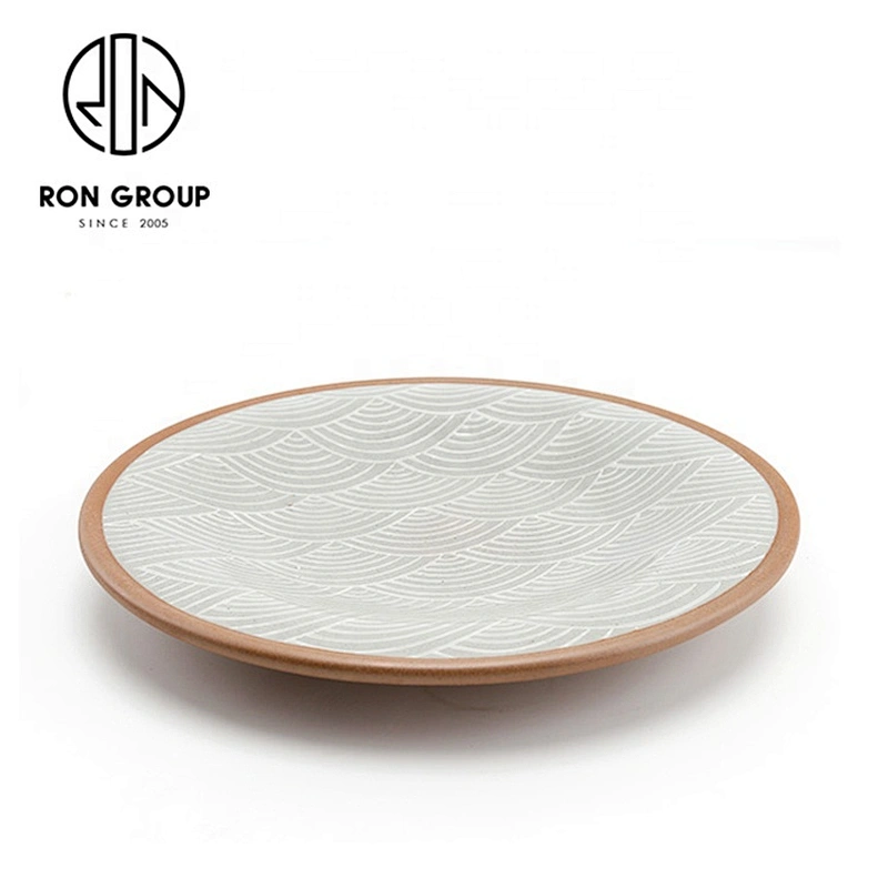 Fashional Customized Fish Pattern Khaki Ceramic Round plates