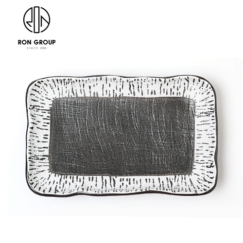 Nordic Style Restaurant Ceramic Sushi Dishes Rectangular Food Plate