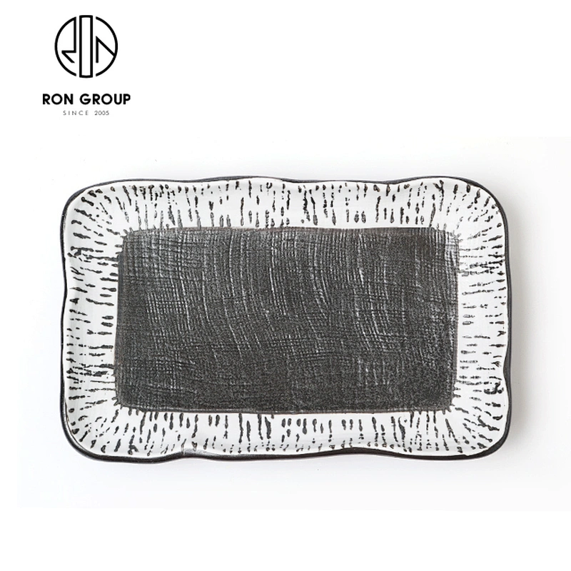 Nordic Style Restaurant Ceramic Sushi Dishes Rectangular Food Plate