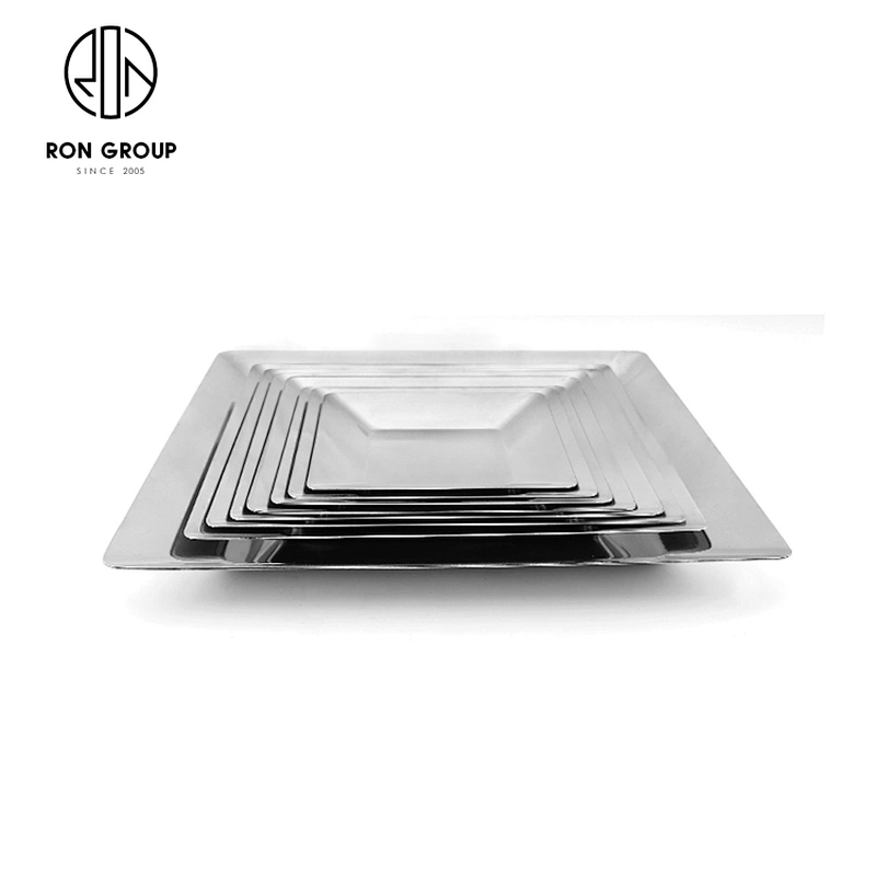 Food Trays Stainless Steel Square Dinner Plate For Hotel Restaurant
