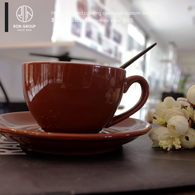 Wholesale Home Restaurant Round Creative Ceramic Coffee Cup Plate Set