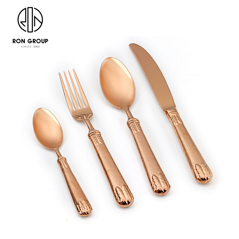 Luxury Dinnerware Style Stainless Steel Rose Gold Cutlery Wedding Dessert Tableware