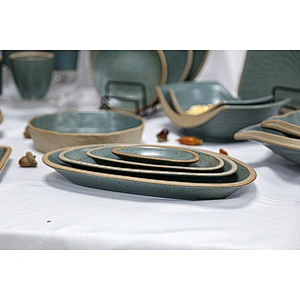 Wholesale Good Quality Restaurant Portable Jasper Leaf Oval Plate