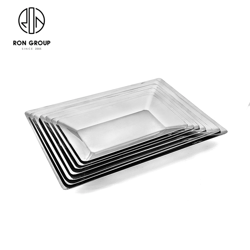 Restaurant Stainless Steel High Quality Silver Rectangle Dinner Plate