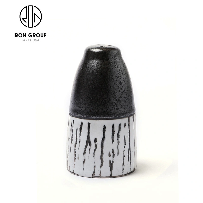 Custom Kitchen Tableware Black Ceramic Oil Vinegar Cup Soy Sauce Bottle