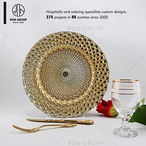 New Design Restaurant Gold Rim Charger Clear Wedding Glass Plates