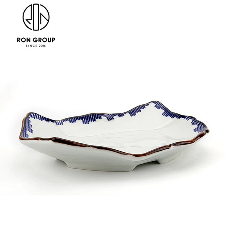 Wholesale Restaurant 9.5 Inch Unique Shape Ceramic Dinner Plate