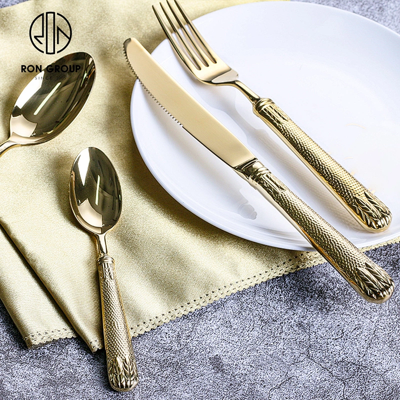 Luxury Dinnerware Style Stainless Steel Rose Gold Cutlery Wedding Dessert Tableware
