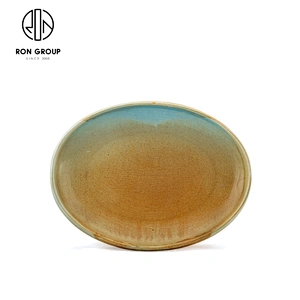 Ceramic Plate Custom Glaze Food Oval Food Dinner Plate For Restaurant