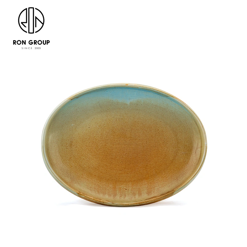 Ceramic Plate Custom Glaze Food Oval Food Dinner Plate For Restaurant