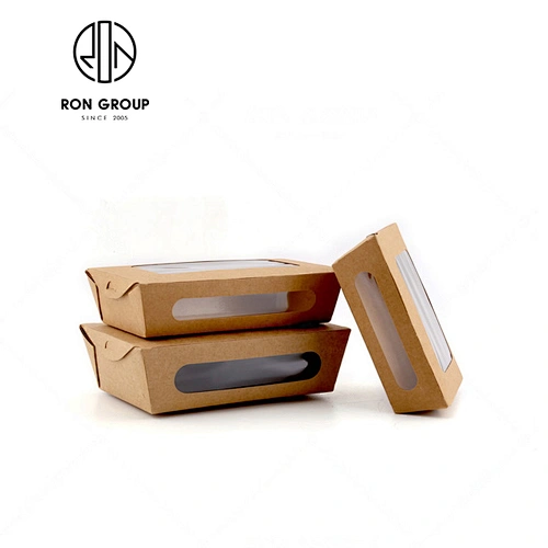 Wholesale Disposable Brown Kraft Paper Food Boxes With Transparent Window