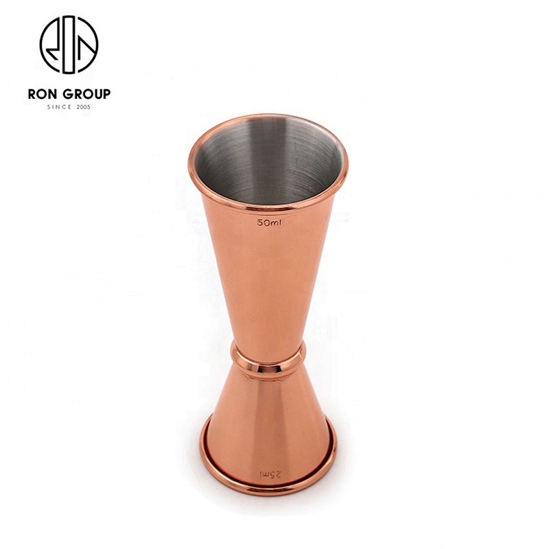 High Quality Wholesale 25/50ml Bar Wine Measuring Cup Gold Copper Double Jigger
