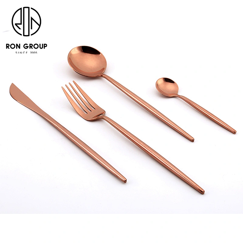 Coffee Shop Restaurant Stainless Steel Rose Gold Cutlery Flatware Set