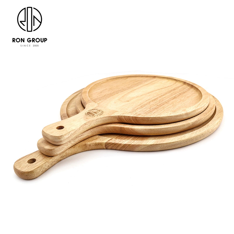 Wholesale Custom Logo Pizza Board With Handle Round Wooden Pizza Tray