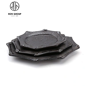 Matt Black Square Ceramic Dinner Plate For Restaurant
