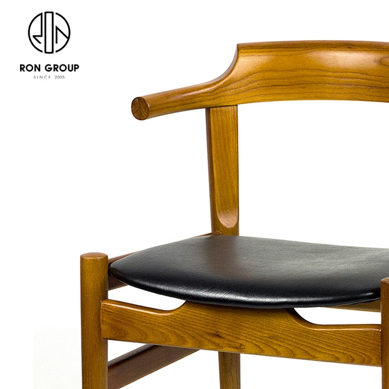 Simple Leather Design Economic Dining Solid Wood Chair For Outdoor Balcony