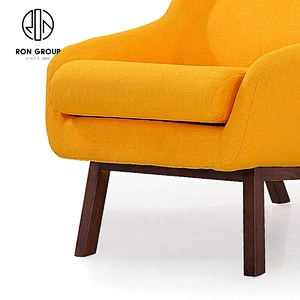 Solid Wood Furniture Modern Style Linen High Density Foam Modern Chair Leisure