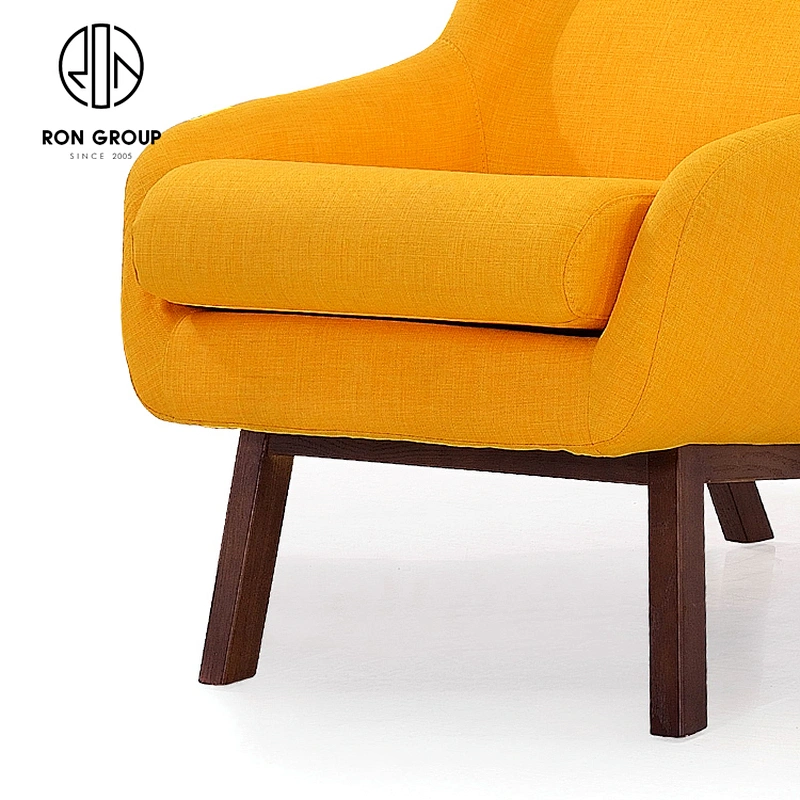 Solid Wood Furniture Modern Style Linen High Density Foam Modern Chair Leisure