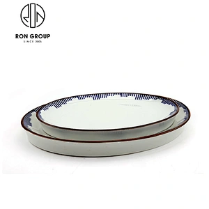 Wholesale Restaurant 12 Inch Oval Ceramic Dinner Plate