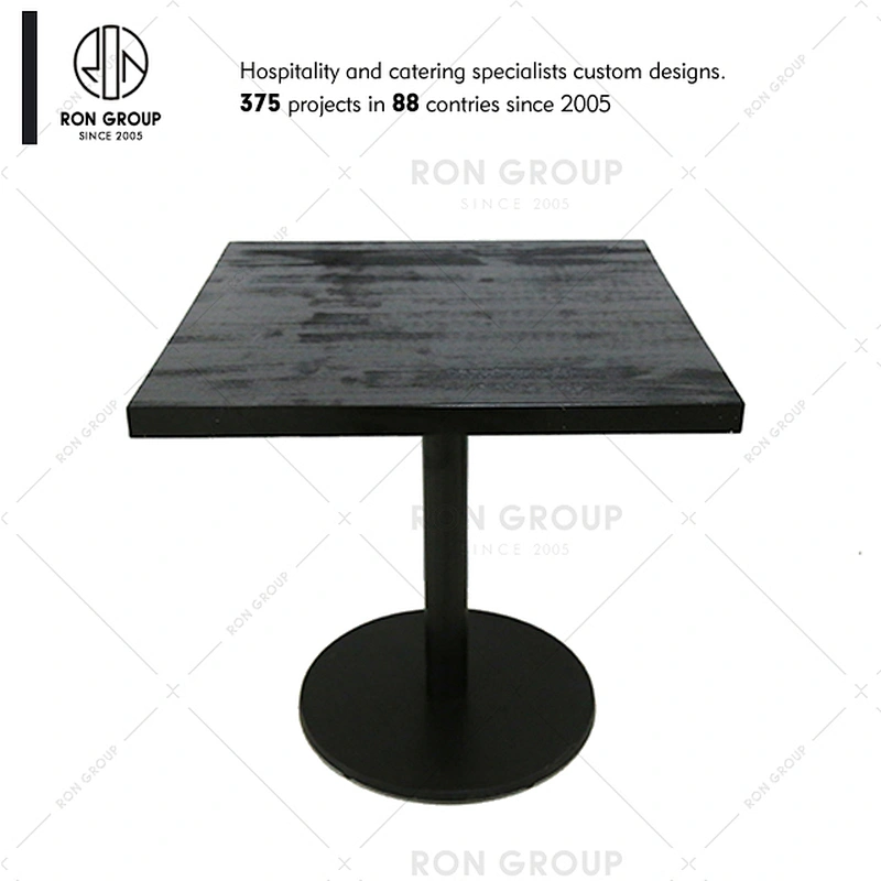 Custom restaurant industrial black color square solid wood table top