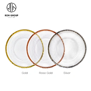 Wholesale Custom Hotel Restaurant Banquet Classical Gold Rim Charger Plate