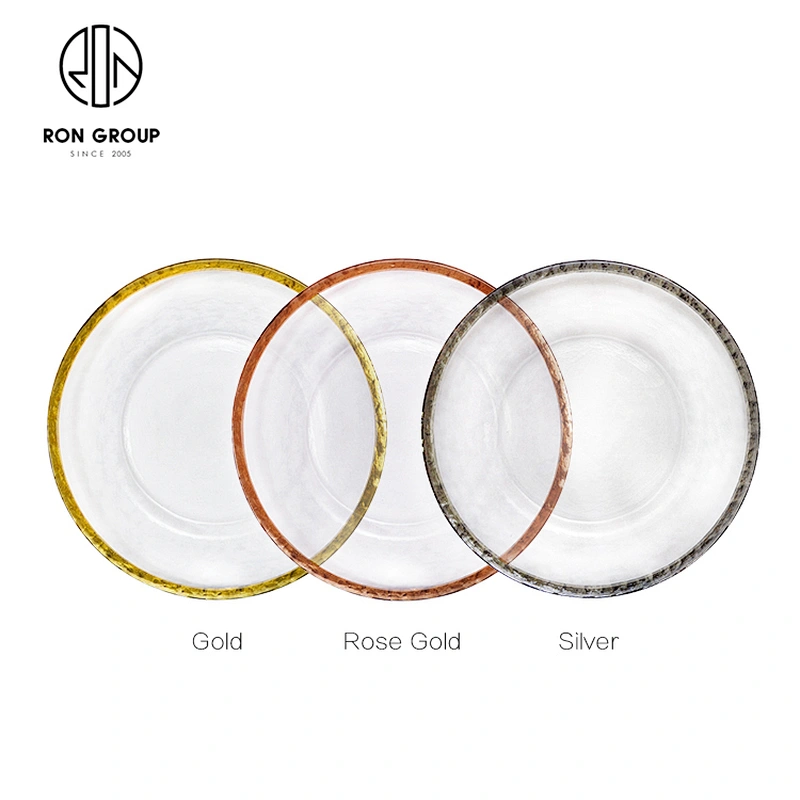 Wholesale Custom Hotel Restaurant Banquet Classical Gold Rim Charger Plate