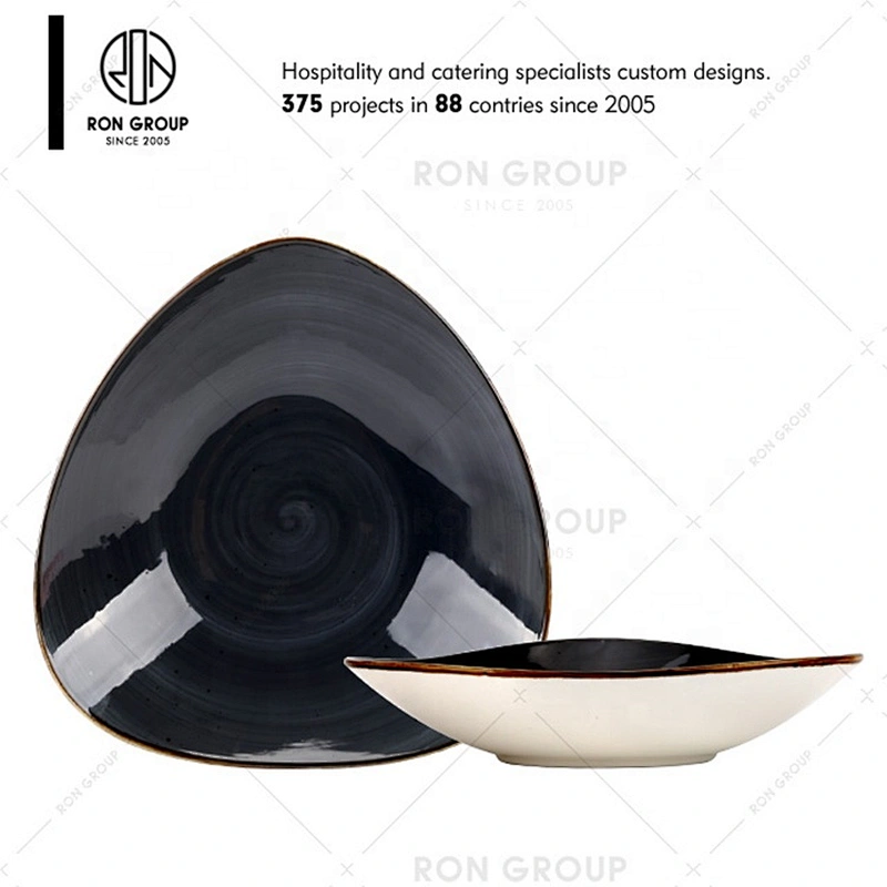 Custom Insulated Generic Restaurant Black Glazed Ceramic Plate
