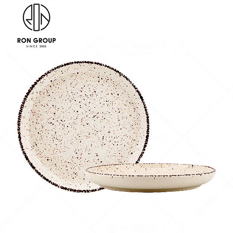 Restaurant Handmade Ceramic Tableware Printed Dinner Plate