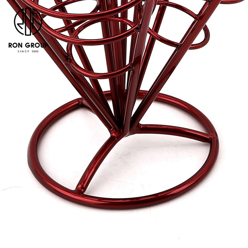 Restaurant Counter Red Spray Four Cone French Fry Stand Food Rack Chips Stand
