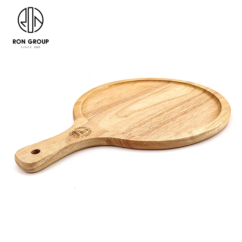 Wholesale Custom Logo Serving Board With Handle Round Wood Pizza Board