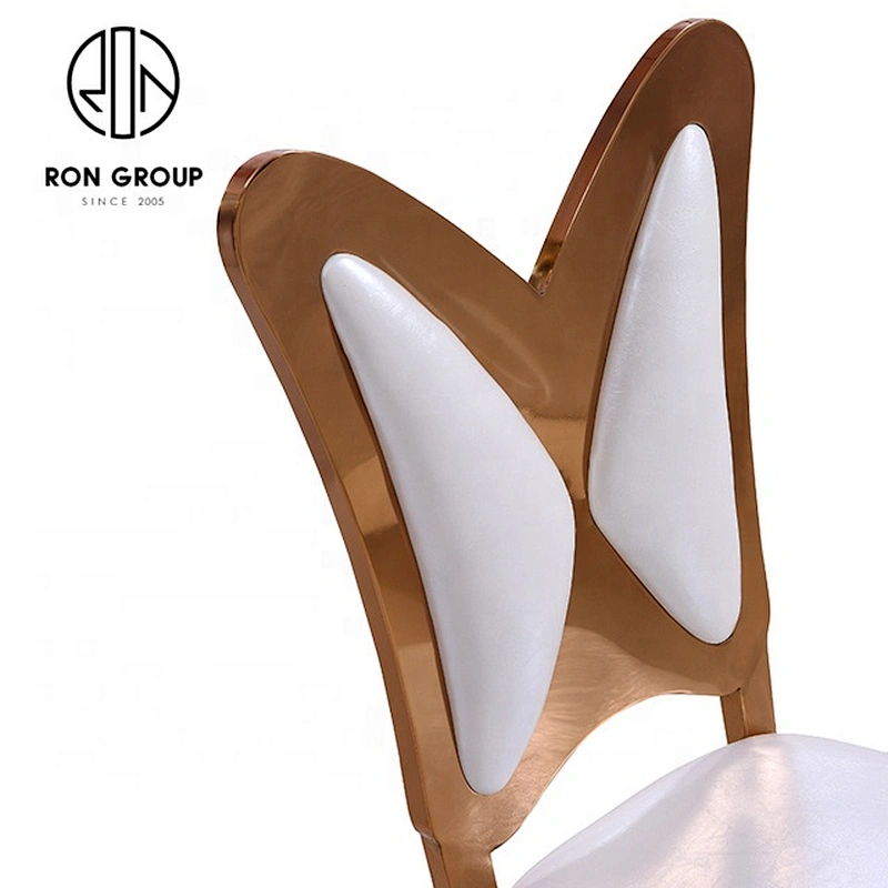 Portable Double Restaurant Stainless Steel Gold Metal Chairs