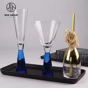 Wholesale Clear Glass Crystal Wedding Hotel Elegant Gold Champagne Glass