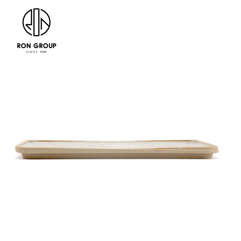 Khaki colour Retangular Flat 10 12 14inch Plates ceramic dishes for hotel restaurant