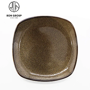 Restaurant 10 Inch Brown Color Round Ceramic Dinner Plate